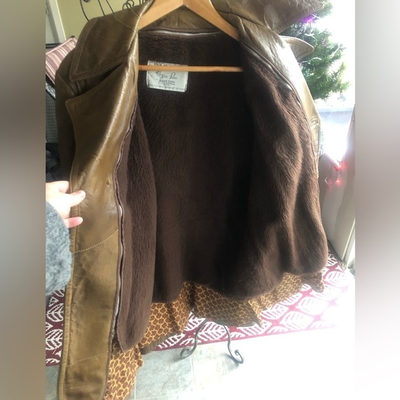 THE OLD MILL Vintage Leather Wool removable Lining Coat Jacket - Picture 3 of 11